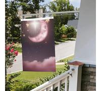 Bandiere da giardino divertenti da esterno da 0,9 x 0,9 m con luna e stelle rosa, bandiera da giardino, stampa su entrambi i lati, bandiere da giardino di benvenuto per casa prato per interni ed