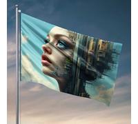 Bandiere da giardino divertenti sogni urbani: una visione femminile del futuro bandiera manica a vento per esterni divertente decorazione camera da letto (30 x 45 cm)