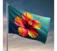 Bandiere da giardino divertenti un vivace fiore di ibisco con petali rossi e gialli audaci. Bandiere per la tua stanza da uomo bar (60 x 90 cm)