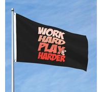 Bandiere Da Giardino Double Sided Work Hard Play Harder Outdoor Bandiera Impermeabile Banner Giardino Durevole Bandiera Da Cortile Per Fattoria Interno Esterna 90X150 CM