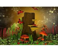 Bandiere Da Giardino Dreamy Land With Mushroom Butterflies Flowers Bandiera Decorativa Resistente Intemperie Bandiera Dell'Orgoglio Premium Bandiere Da Cortile Per Prato Portico 152X90CM