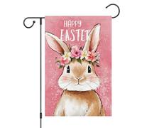 Bandiere Da Giardino Easter Bunny Flower Rabbit Bandieradacortile Resistente Intemperie Outdoor Bandiera Resistente Dissolvenza Pride Flag Per Portico Celebrazioni Bar 30X45Cm