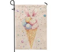 Bandiere Da Giardino Easter Bunny Ice Cream Cone Colors Spring Pride Flag Resistente Intemperie Bandieradacortile Premium Outdoor Bandiera Per Bar Portico Prato 30X45Cm