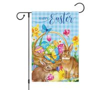 Bandiere Da Giardino Easter Egg Bunny Rabbit He Is Risen For Religion Bandiera Decorativa Resistente Intemperie Bandieradacortile Premium Outdoor Bandiera Per Celebrazioni Bar Prato 30X45Cm