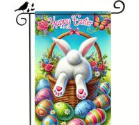 Bandiere Da Giardino Easter Happy Easter Eggs Flower Bunny Welcome Spring Bandieradacortile Resistente Intemperie Outdoor Bandiera Premium Pride Flag Per Bar Celebrazioni Portico 30X45Cm