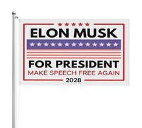 Bandiere da giardino Elon Musk per il presidente del 2028, per esterni, 3x5, con supporto, a doppia faccia, a 3 strati, per cartelli da giardino