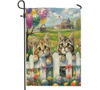 Bandiere da giardino esotiche a pelo corto primaverile pasquale, 30,5 x 45,7 cm, double face, per decorazione esterna, decorazione per casale, uova di recinto con gattino, bandiera per casa, piccolo