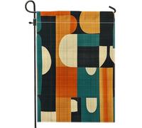 Bandiere da giardino estetiche moderne a blocchi di colore, 30,5 x 45,7 cm, double face per esterni, bandiere verticali standard geometriche della metà del secolo, bandiere per casa in tela anni '70