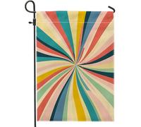 Bandiere da giardino estetiche retrò a righe 30,5 x 45,7 cm, double face per esterni, Funky Groovy Stripe Swirl Standard Vertical Canvas House Flags, Astratto, Cortile, Cortile, Prato Bandiere