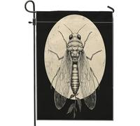 Bandiere da giardino estetiche retrò cicala 30,5 x 45,7 cm su entrambi i lati per decorazione esterna, bandiera vintage in tela per la casa, bandiera anni '70 per esterni piccola cortile prato