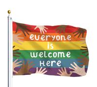 Bandiere Da Giardino Everyone Is Welcome Here Bandiera Decorativa Premium Bandiera Dell'Orgoglio Colore Vivido Bandiere Da Cortile Per Esterno Festival Portico 152X90CM