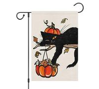 Bandiere Da Giardino Fall Cat Autumn Pumpkin Thanksgiving Bandiera Decorativa Resistente Intemperie Bandieradacortile Premium Outdoor Bandiera Per Prato Bar Celebrazioni 30X45Cm