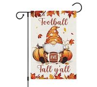 Bandiere Da Giardino Fall Gnome Autumn Football And Fall Y'All Fall Harvest Thanksgiving Bandiera Decorativa Resistente Intemperie Bandieradacortile Premium Outdoor Bandiera Per Prato 30X45Cm