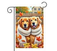 Bandiere Da Giardino Fall Golden Retrievers Thanksgiving Autumn Bandieradacortile Durevole Outdoor Bandiera Resistente Dissolvenza Bandiera Decorativa Per Bar Prato Celebrazioni 30X45Cm