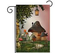 Bandiere Da Giardino Fantastic Fairy Tales Mushroom Garden Landscape Tree Light Pride Flag Durevole Bandiera Decorativa Premium Outdoor Bandiera Per Prato Bar Celebrazioni 30X45Cm