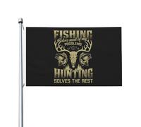Bandiere Da Giardino Fishing Solves Most Of My Problems Hunting Solves The Rest Bandiera Da Cortile Lavabile Banner Giardino Impermeabile Outdoor Bandiera Per Fattoria Cortile Feste 90X150 CM
