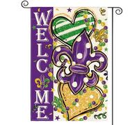 Bandiere Da Giardino Fleur De Lis Mardi Gras Welcome New Orleans Carnival Outdoor Bandiera Durevole Bandieradacortile Resistente Intemperie Pride Flag Per Celebrazioni Bar Prato 30X45Cm