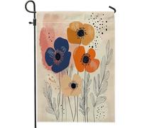 Bandiere da giardino floreali con anemoni primaverili, 30,5 x 45,7 cm, double face, per esterni, stile retrò di metà secolo, bandiere standard in tela per esterni, divertente decorazione per cortile