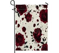 Bandiere da giardino floreali con rose di San Valentino, 30,5 x 45,7 cm, double face, per esterni, vintage, gotico, romantico, amore, standard, verticale, in tela, bandiere per casa, cortile, cortile