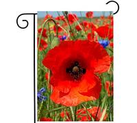 Bandiere Da Giardino Flower Red Poppies Field In Autumn Summer Spring Bandieradacortile Resistente Intemperie Outdoor Bandiera Resistente Dissolvenza Pride Flag Per Prato Portico Bar 30X45Cm