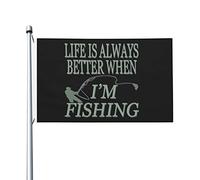 Bandiere Da Giardino Funny Angling Life Is Better When Fishing Bandiere Decorative Decorazione Bandiera Da Cortile Impermeabile Outdoor Bandiera Per Sport Interno Esterna 90X150 CM