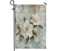 Bandiere da giardino Gardenia da fattoria 30,5 x 45,7 cm, double face, decorative esterne, rustiche, piccole bandiere in tela per la casa, bandiere floreali 3D in iuta per cortile e prato per esterni