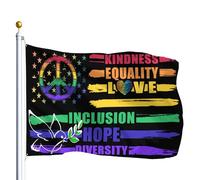 Bandiere Da Giardino Gentilezza Uguaglianza Lobo Inclusione Speranza Diversità Bandiera Da Cortile Robust Outdoor Flag Grande Garden Flag Per Calcio Camera Da Letto Vacanze 90X150Cm