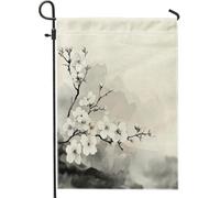 Bandiere da giardino giapponesi con fiori di mele 30,5 x 45,7 cm, double face, per decorazioni esterne, piccole bandiere in tela Aisa per casa, fiori cinesi in iuta da giardino per esterni