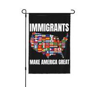 Bandiere da giardino "Gli immigrati rendono grande l'America", 12 x 18 pollici, senza asta.