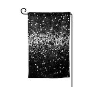 Bandiere da giardino glitterate bianche nere verticali su entrambi i lati, 30,5 x 45,7 cm, primavera estate stagionale cortile banner vacanza fattoria cortile all'aperto decorazione da appendere