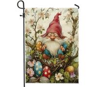 Bandiere Da Giardino Happy Easter Gnome Eggs Flower Tree Green Bandieradacortile Durevole Outdoor Bandiera Resistente Dissolvenza Bandiera Decorativa Per Bar Celebrazioni Portico 30X45Cm