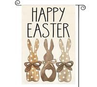Bandiere Da Giardino Happy Easter Polka Dot Rabbit Love Heart Bunny Bow Bandiera Decorativa Resistente Intemperie Bandieradacortile Durevole Pride Flag Per Bar Celebrazioni Portico 30X45Cm