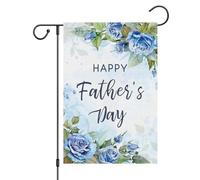 Bandiere Da Giardino Happy Father'S Day Blue Flower Pride Flag Resistente Intemperie Bandiera Decorativa Durevole Outdoor Bandiera Per Prato Portico Celebrazioni 30X45Cm