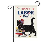 Bandiere Da Giardino Happy Labor Day Cat Usa Labor Day Pride Flag Premium Outdoor Bandiera Resistente Intemperie Bandieradacortile Per Bar Portico Prato 30X45Cm