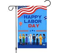 Bandiere Da Giardino Happy Labor Day Various Occupations People Labor Day Outdoor Bandiera Resistente Intemperie Bandieradacortile Durevole Bandiera Decorativa Per Prato Portico 30X45Cm