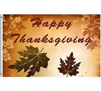 Bandiere Da Giardino Happy Thanksgiving Day Fall Leaves Celebrate Autumn Harvest Bandiere Da Cortile Premium Bandiera Dell'Orgoglio Colore Vivido Pride Flag Per Prato Portico Festival 152X90CM