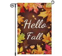 Bandiere Da Giardino Hello Fall Maple Leaves Autumn Thanksgiving Outdoor Bandiera Premium Bandieradacortile Resistente Dissolvenza Pride Flag Per Bar Prato Celebrazioni 30X45Cm