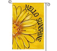 Bandiere Da Giardino Hello Sunshine Summer Spring Flower Yellow Bandiera Decorativa Durevole Outdoor Bandiera Resistente Dissolvenza Bandieradacortile Per Portico Celebrazioni Bar 30X45Cm