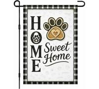 Bandiere da giardino Home Sweet Home Garden Flag Paw Print Design Bianco e Nero Plaid Border Bandiera Decorativa Esterna fo