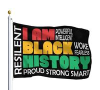Bandiere Da Giardino I Am Black History Resilent Roud Strong Smart Powerful Intelligent Woke Fearless Bandiera Decorativa Colore Vivido Bandiera Dell'Orgoglio Bandiere Da Cortile Per 152X90CM