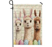 Bandiere da giardino in alpaca pasquale primaverile, 30,5 x 45,7 cm, double face, per esterni, graziose uova divertenti, animali standard, verticali, in tela, bandiere per la casa, strane e