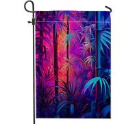 Bandiere da giardino in bambù con natura psichedelica, 30,5 x 45,7 cm, double face, per esterni, trippie, piante della giungla, bandiere verticali standard per casa, belle bandiere per cortile, prato