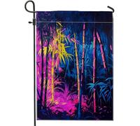 Bandiere da giardino in bambù con natura psichedelica, 30,5 x 45,7 cm, per esterni, bandiere verticali in lino standard per casa, belle bandiere per cortile, cortile, prato, decorazione per esterni