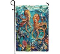 Bandiere da giardino in carta quilling, 30,5 x 45,7 cm, per esterni, con alghe marine, bandiere verticali standard in lino per casa, cortile, cortile, prato, decorazione per esterni