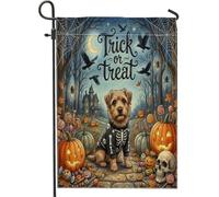 Bandiere da giardino in iuta con cane Norfolk Terrier per Halloween, 30,5 x 45,7 cm, double face, per esterni, motivo gotico per le vacanze, piccole bandiere per prato, bandiere per casa all'aperto