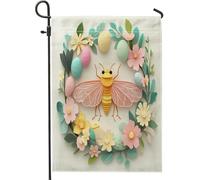 Bandiere da giardino in iuta con cicale primaverili pasquali, 30,5 x 45,7 cm, double face, per esterni, uova di ghirlanda, piccole bandiere per casa, insetti, portico, prato