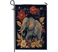 Bandiere da giardino in iuta con foglie di elefanti autunnali, 30,5 x 45,7 cm, double face, per esterni, autunnali, stelle estetiche, piccole bandiere per casa, portico, prato