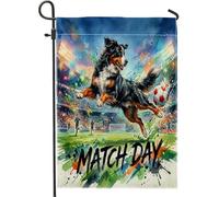 Bandiere da giardino in iuta da cortile con cane da montagna del Bernese, 30 x 45 cm, double face, per esterni, campo da calcio ad acquerello, bandiere per piccole case, portico per animali domestici