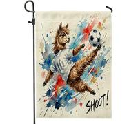 Bandiere da giardino in iuta da cortile con lama e alpaca da calcio, 30,5 x 45,7 cm, double face, per esterni, bandiere per casette di piccole dimensioni, bandiere per animali da giardino, portico