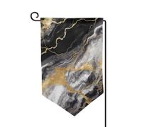 Bandiere da giardino in marmo bianco e nero con lamina d'oro verticale su entrambi i lati, 30,5 x 45,7 cm, bandiera stagionale primaverile estate per vacanze, fattoria, cortile, decorazione da